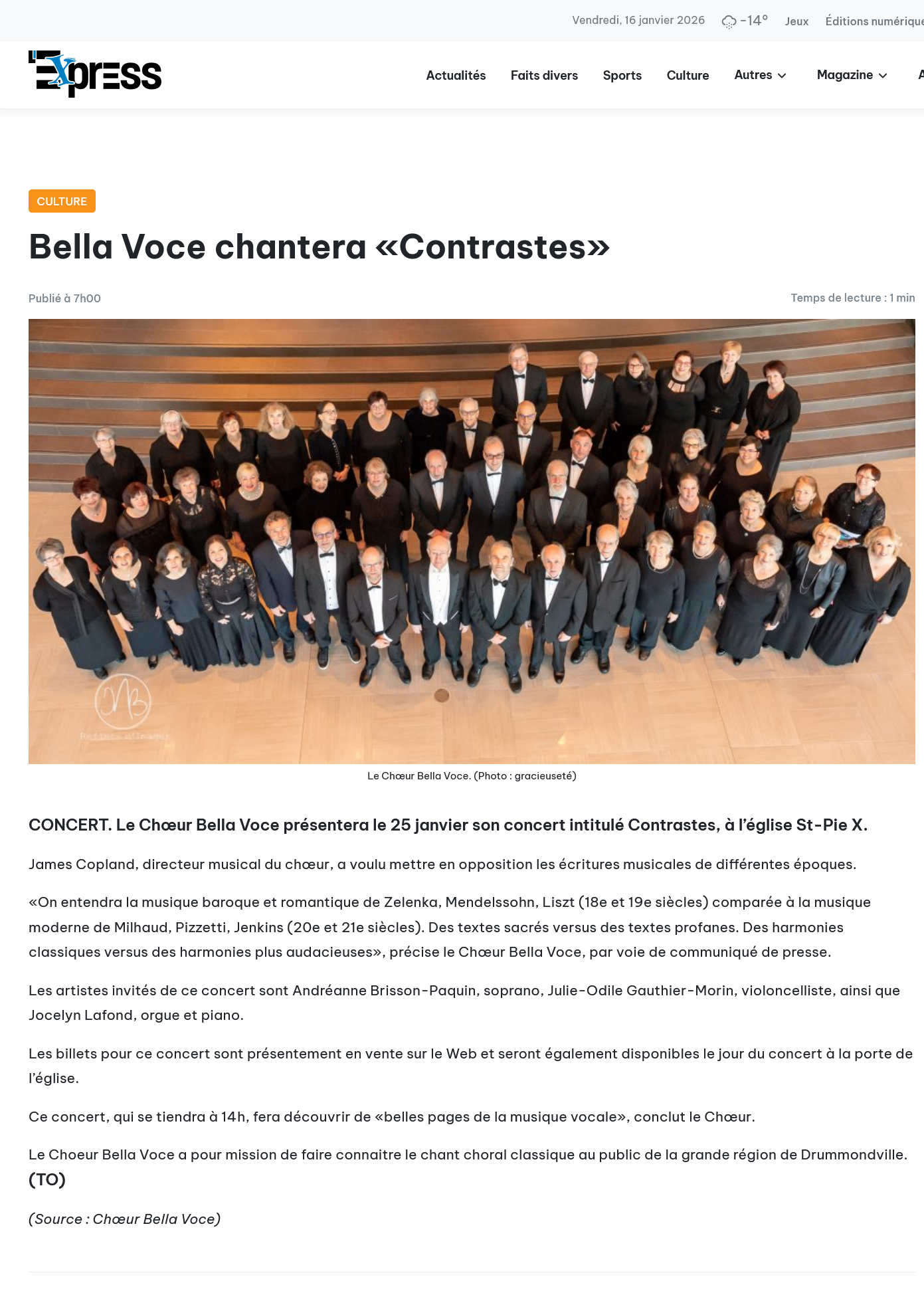 2025-01 - Article du journal l'Express du 16 janvier 2026